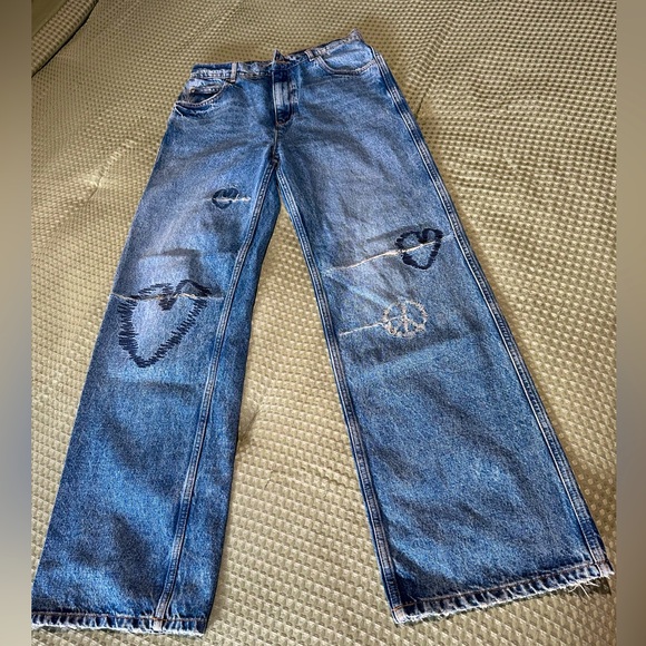 Sandro Women's Blue Jeans with Embroidered Details - Picture 1 of 2